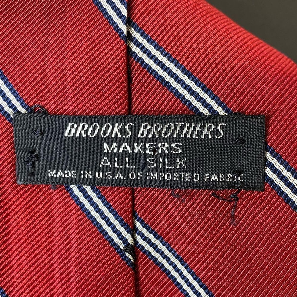 Brooks Brothers silk red with white and black striped tie - Picture 3 of 5